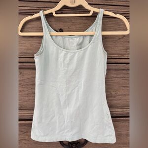 H&M Aqua Tank Top Basic Cotton Elastane Scoop Neck Green Blue Small